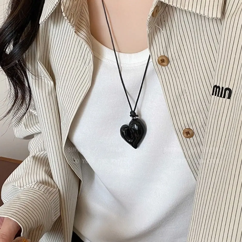 Pull-out Romantic Heart Pendant Necklace Irregular Drawstring Fashion Choker Vintage Aesthetic Sweater Chain Gifts