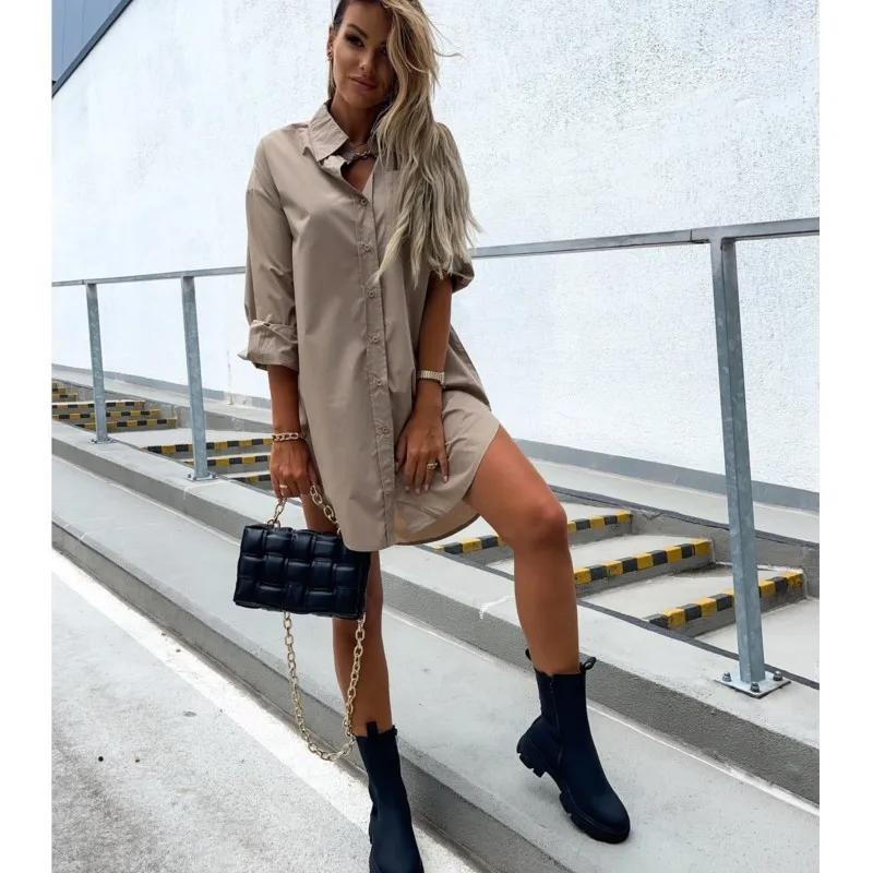 Elegant Women's White Blouse Casual Top Spring/Autumn 2024 Simple Loose Fit Long Sleeve V-Neck Button Long Solid Shirt For Women