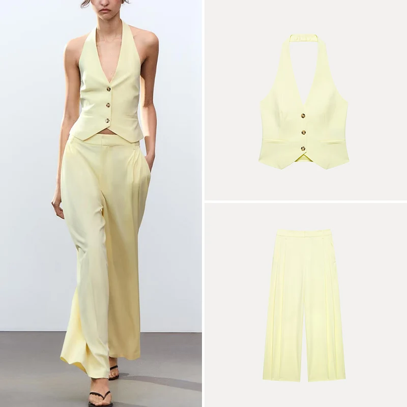 Frühling 2025, Damen-Freizeithose, Polyesterfaser, Faion-Set Z, brandneue Ankunft, Frühlings-Damen-Sle-Weste-Top