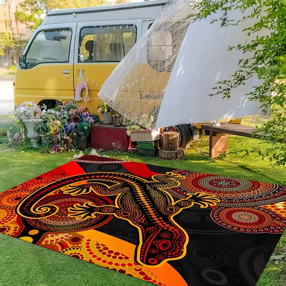 VIKAMA Lizard Print Outdoor Rug Large Carpet Machine Washable Rug for Living Room Home Large Area Floor Mat Camping Bedside Rugs