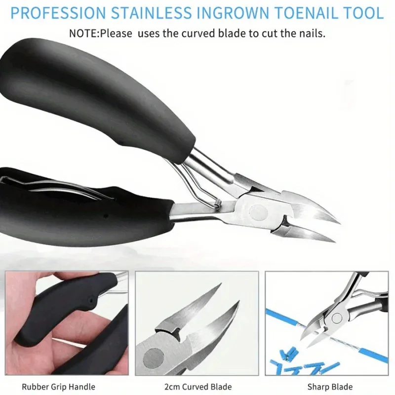 Thick Nail Clippers Set 1/5pcs Modern Design Stainless Steel Nail File Concave Blade