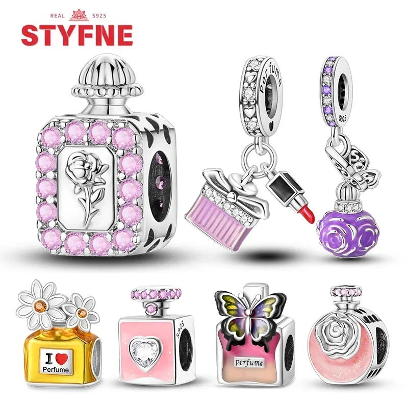 925 Sterling Silver Lover Perfume Charms Colorful Rose Beads Fit Original Bracelet Pendants Making for Woman Fine Jewelry Gifts