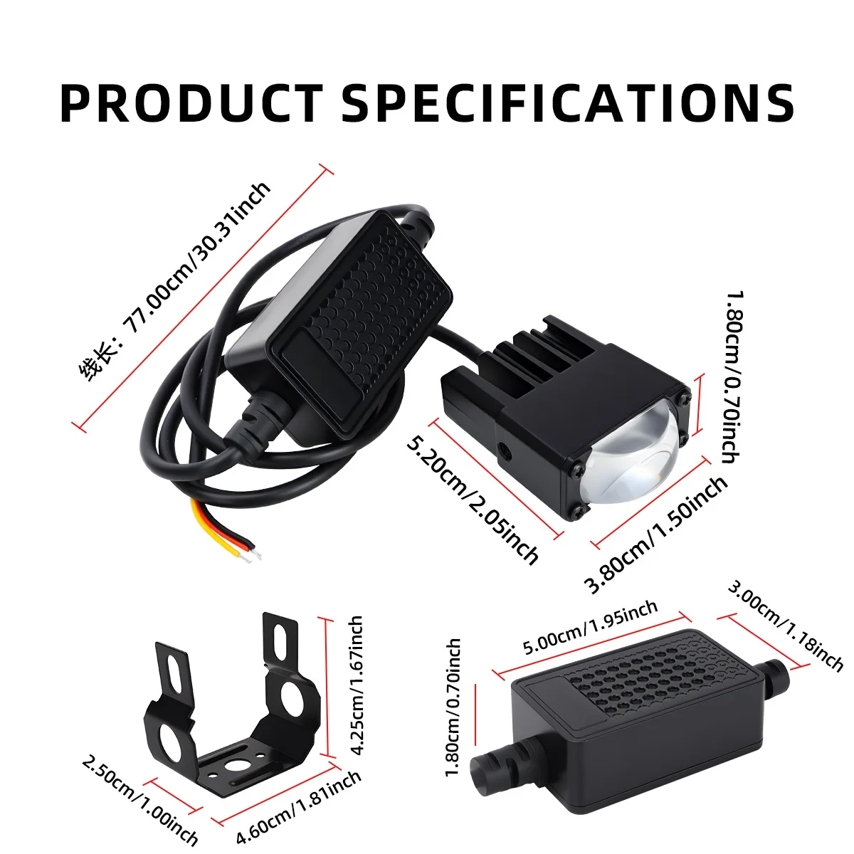 1/2PCS Motorcycle 1 Lens Laser Auxiliary Spotlight With Mount Bracket White Yellow External Headlight For Truck Car SUV 4x4 Boat