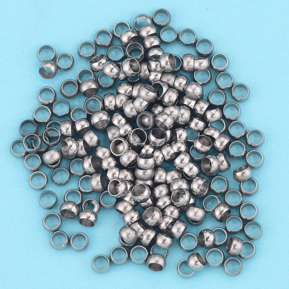 100pcs 1.5-4mm Ball Crimp End Beads Stainless Steel Stopper Spacer Beads For Diy Jewelry Making Positioning Buckle Spacer Beads