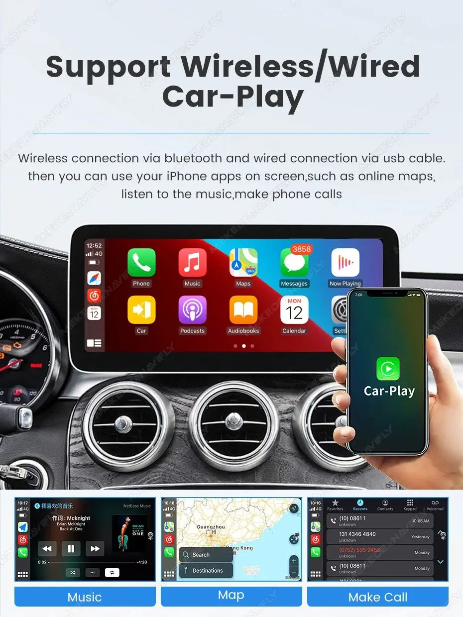 MEKEDE Wireless Carplay Linux Screen for Mercedes Benz A GLA CLA G Class W176 C117 X156 W167 W463 NTG 4.5/5.0 With Android Auto Mirror Link Car Multimedia Radio Player 1920*720 Headunit