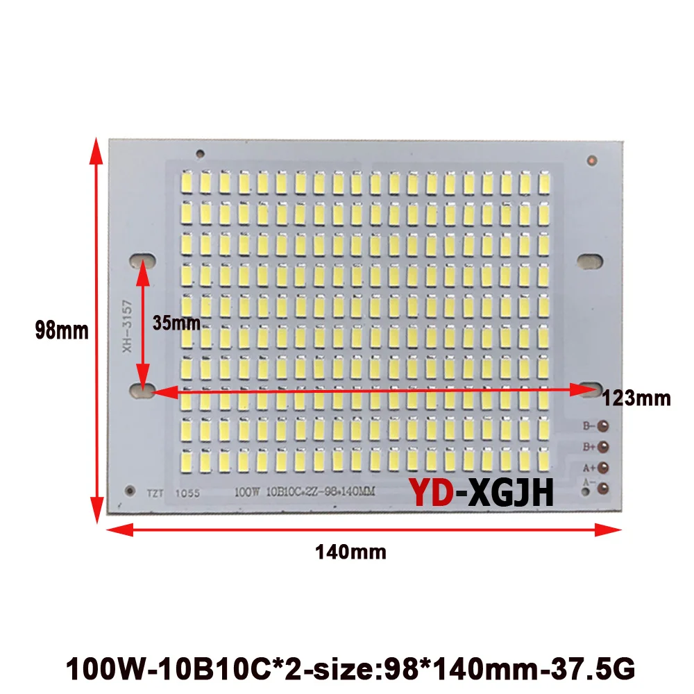 100W SMD 5730 LED PCB Floodlight Plate with Aluminum Heatsink Light Source Replacement Panel for Outdoor Lamps DIY