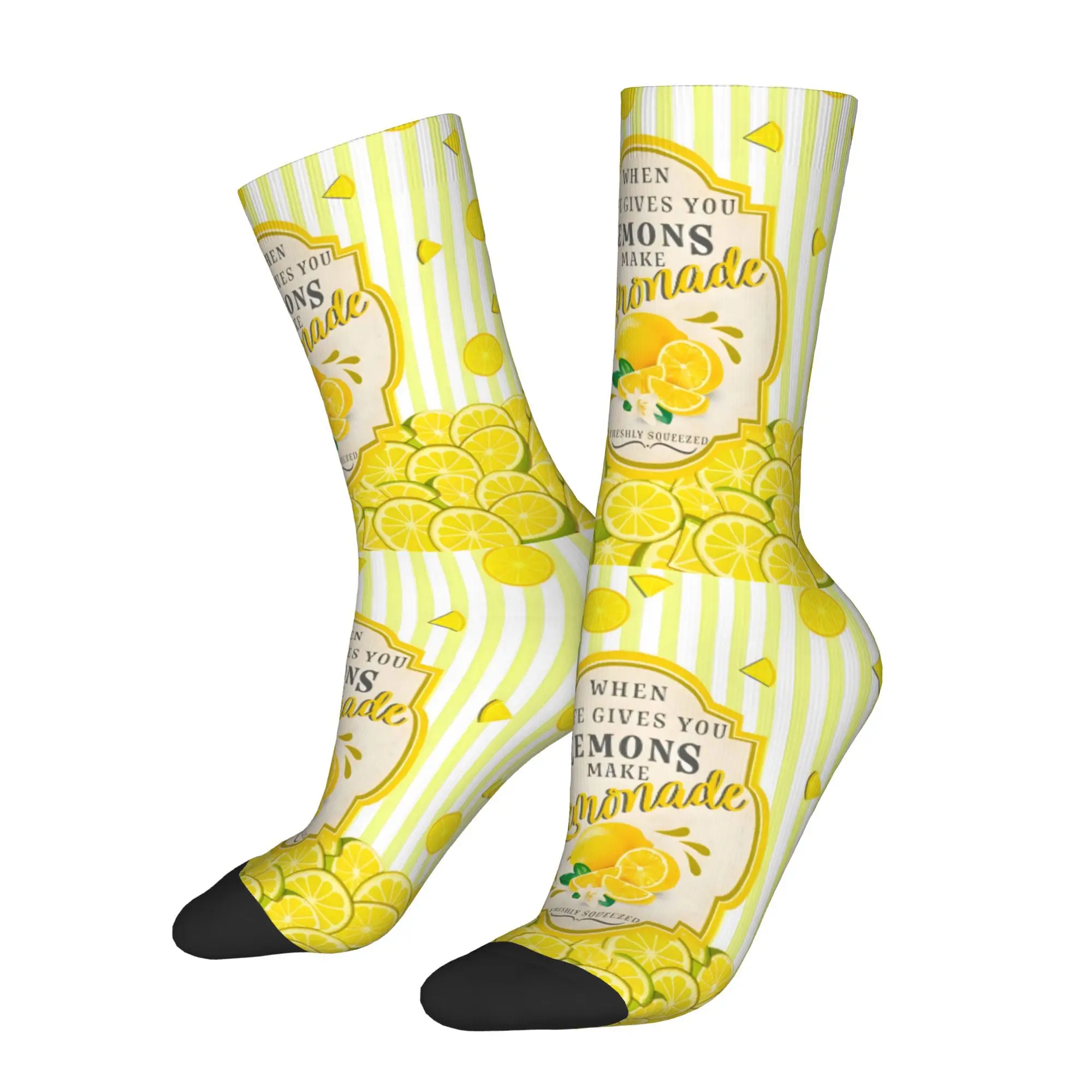 

Funny Happy Men's Socks Lemon Pattern Retro Harajuku Hip Hop Novelty Crew Sock Gift Pattern Printed