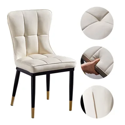 Factory direct sale price dining chair PU leather sponge metale furniture with backrest single leisure stool for dining room