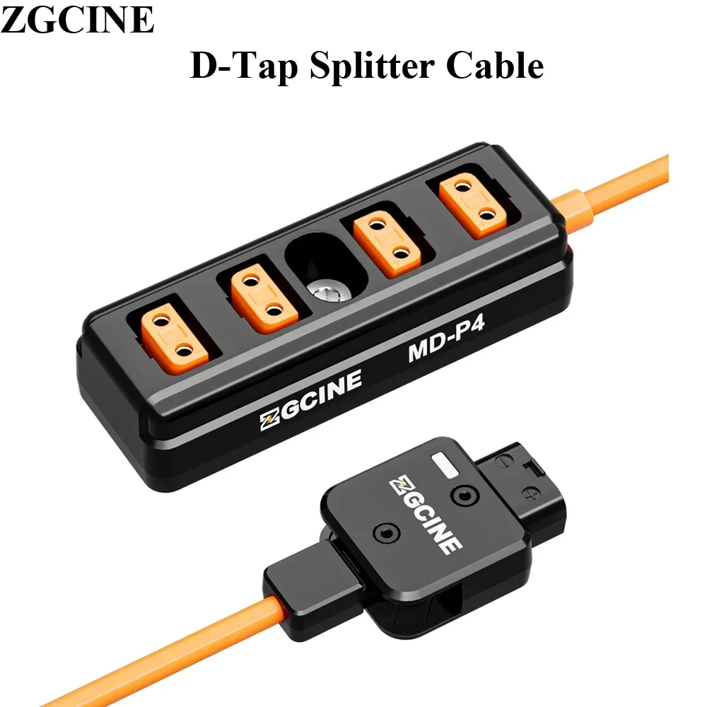 

ZGCINE MD-P4 D-Tap Splitter V-mount Battery Power Supply Cable 180° Rotatable D Tap Male Plug to 4 Female Ports Video Camcorder