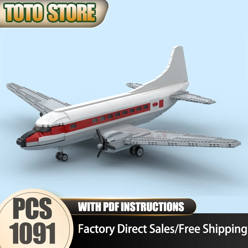 

Fighter Model Moc Building Blocks Vintage Commuter Airliner Model Technology Bricks DIY Assembly Holiday Construstion Toy Gifts