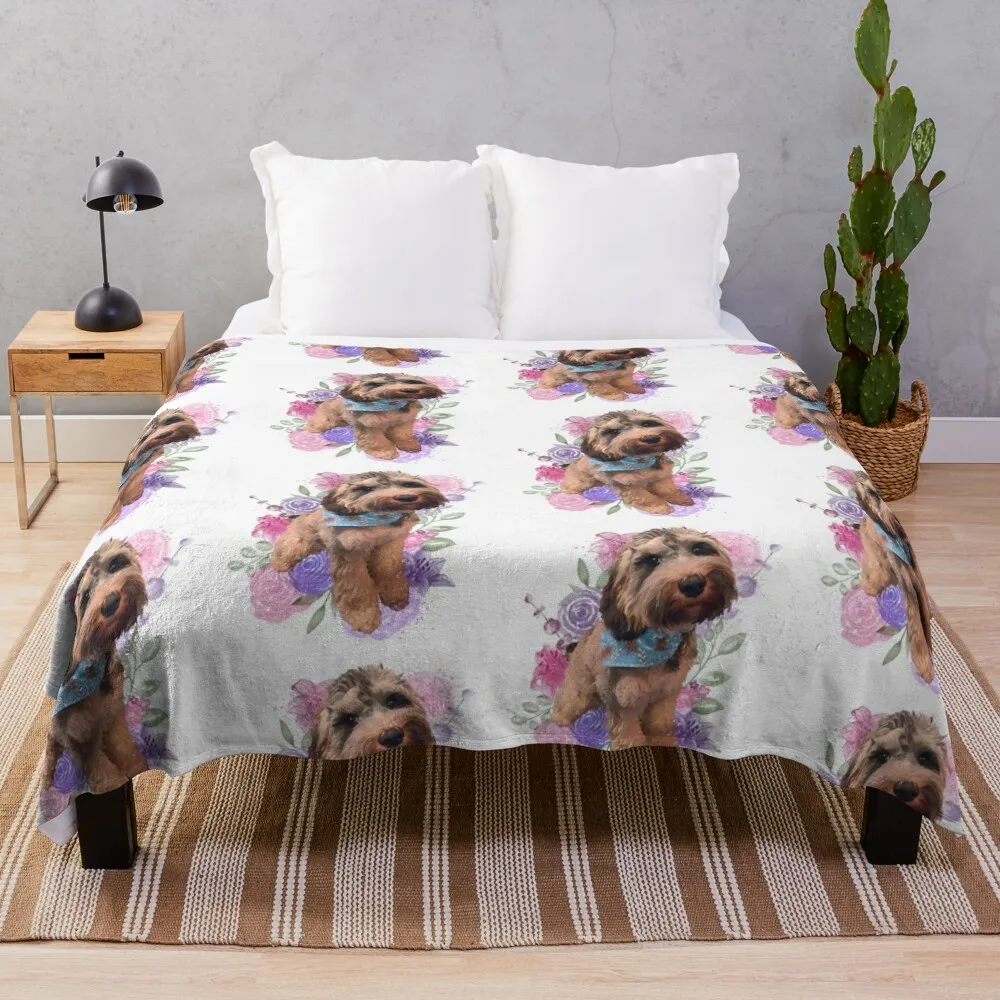 

Cockapoo illustration, Cute Cockapoo, Floral Cockapoo Art Throw Blanket Tourist Luxury Brand Soft Plaid warm winter Blankets