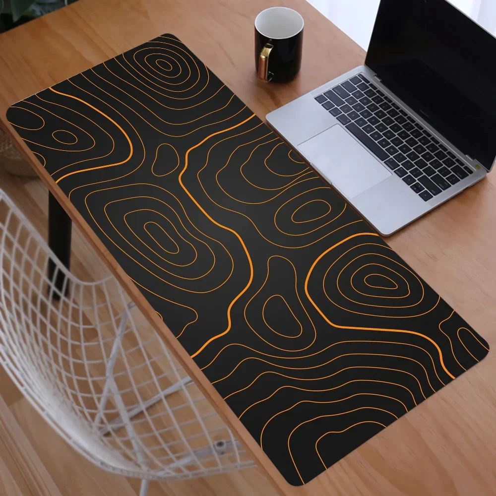 

XXL Gamer Keyboard Mouse Pad For Black White Lines Art Gaming Accessories Rubber Desk Mats Carpet PC Contour Map Large Mousepads