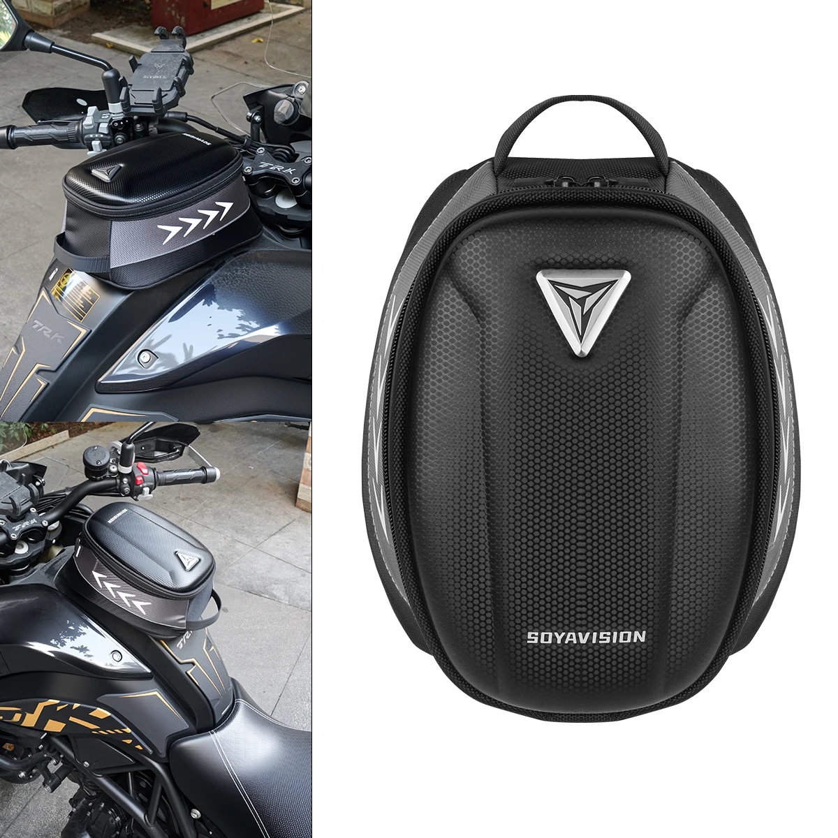 Magnetische Motorrad Tank Tasche EVA Hard Shell Motorrad Heizöl Tank Tasche 4,5 L Tragbare Karte Telefon Werkzeug Tasche Universal Schwarz – Detail 12