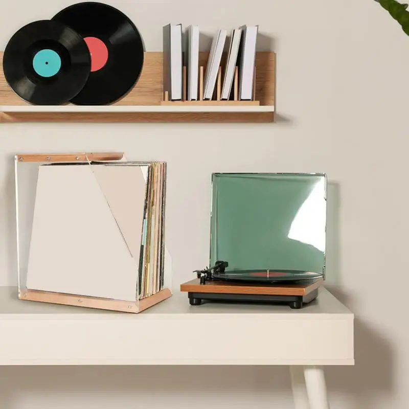 Platten halter für Alben Schreibtischst änder Platten organisator klar großes Display Rack Rekord Album halter LP Aufbewahrung sbox Holz Desktop