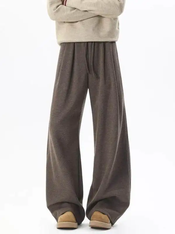 

TANGZ Studio Men's Casual Wool Acetate Sweatpants Flared Legs Comfortable Soft Straight Leg Jeans for Casual Wear All Seasons