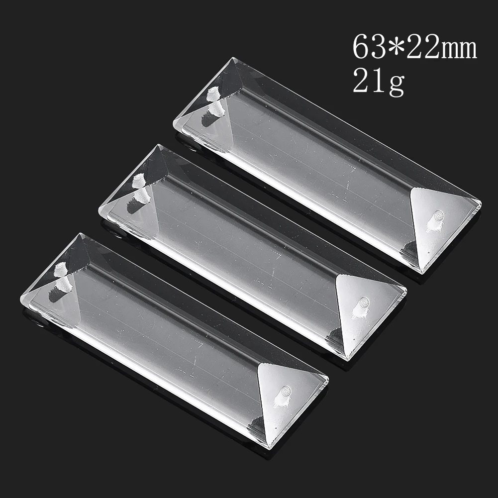 2PCS 63mm Crystal Bar Drop Chandelier Lamp Parts Replacement Pendant Triangular Glass Prism Suncatcher Suspended Hanging 2 Holes