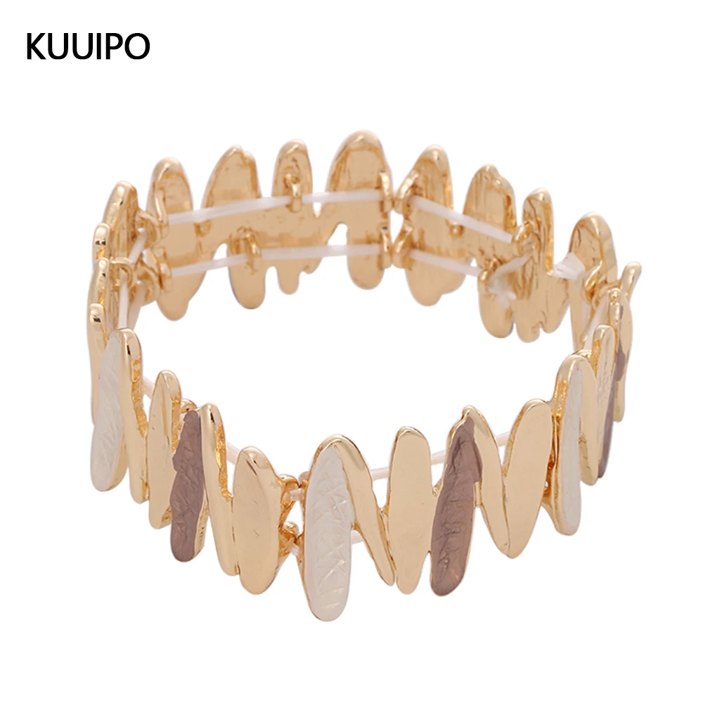

Fashion Geometric Elastic Strand Bracelet for Women Accessories New Trendy Gold Color Bangle Woman Daily Party Jewelry Gift