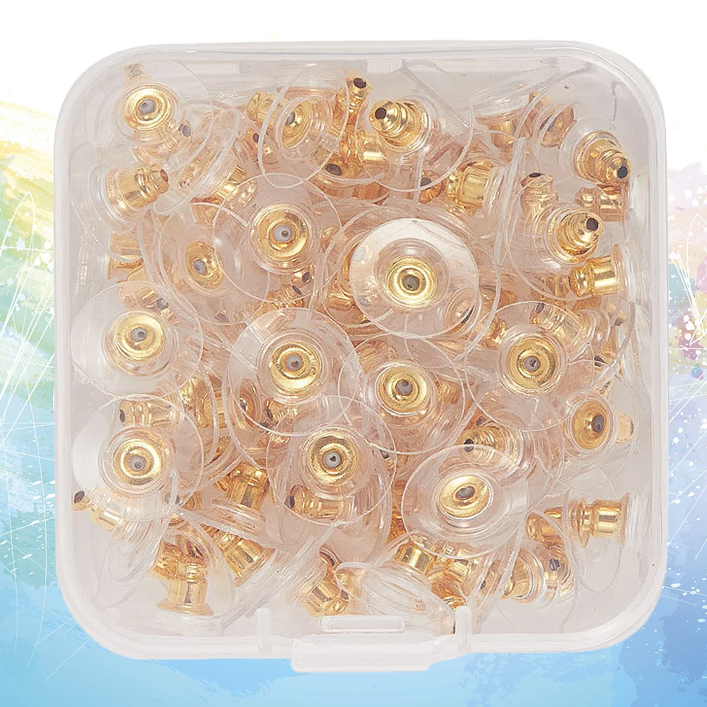 

100Pcs Earstopper Box Silicone Earring Backs Comfortable Safe Non-Allergic Portable Jewelry Accessories Earring Back Stopping