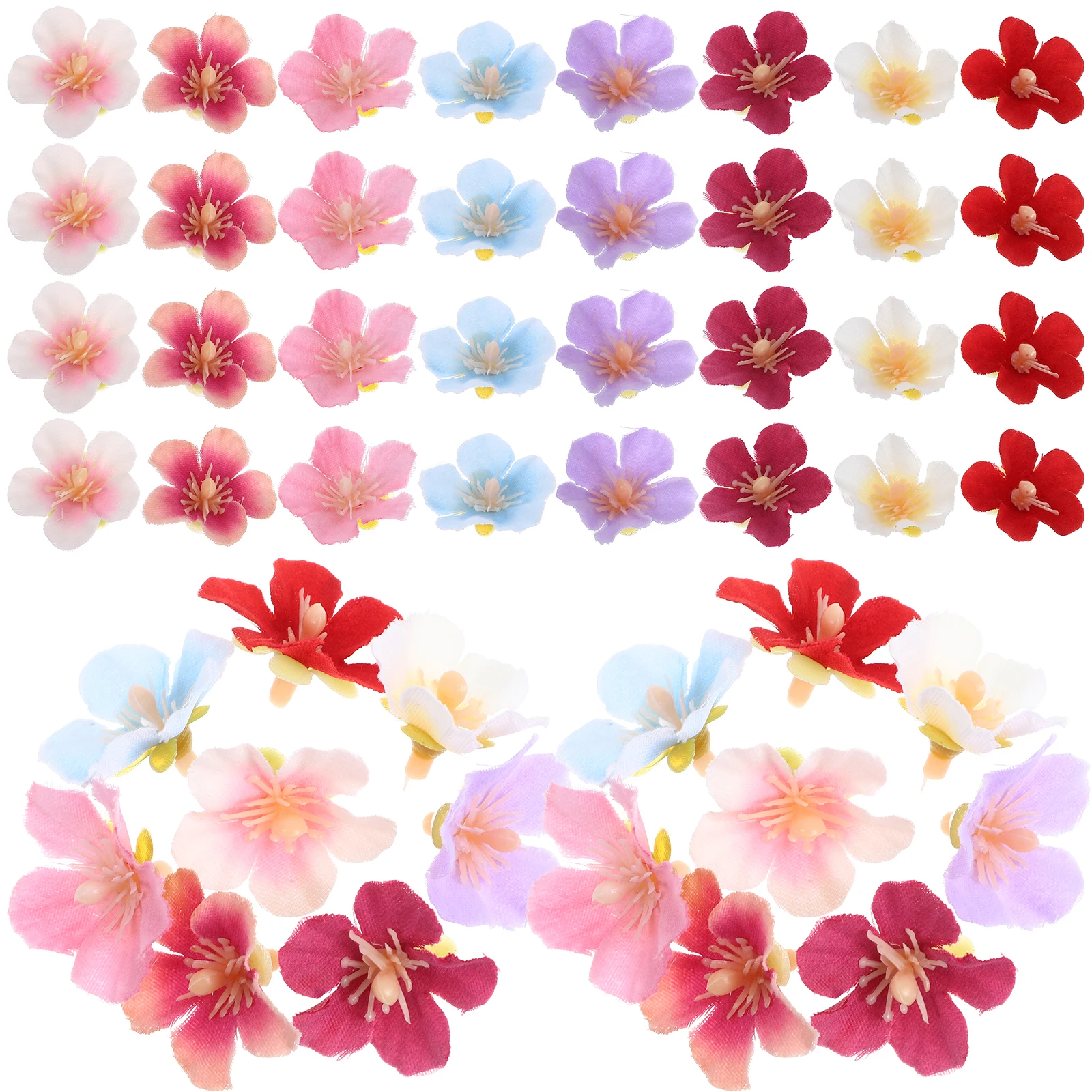 

100 Pcs Artificial Cherry Blossom Petals Mini Flower Heads for DIY Crafts Decor Storage Containers Bulk Bouquet Colorful Wedding