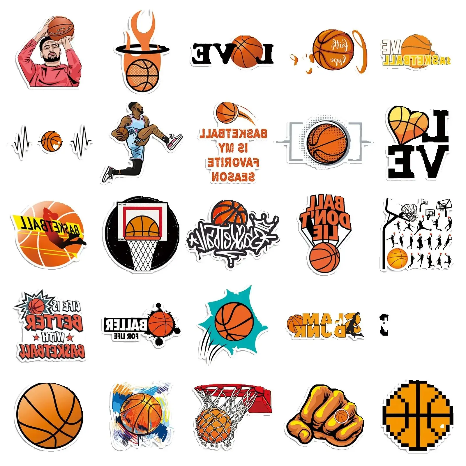 50 pçs dos desenhos animados basquete adesivo graffiti bagagem capacete carro guitarra diy personalizado adesivo de parede brinquedo decoração