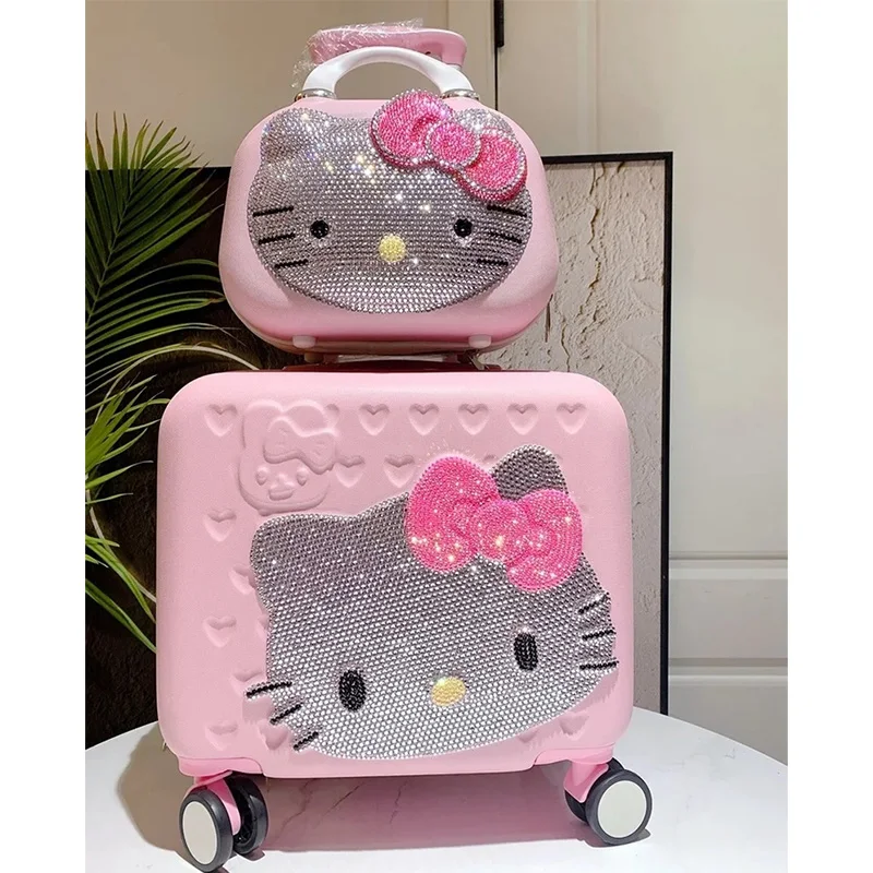 Originele Hello Kitty Cartoon Reiscase Draagbare Make-Up Case Schattige Grote Capaciteit Multi Functionele Vergrendelde Opbergdoos Meisje Cadeau