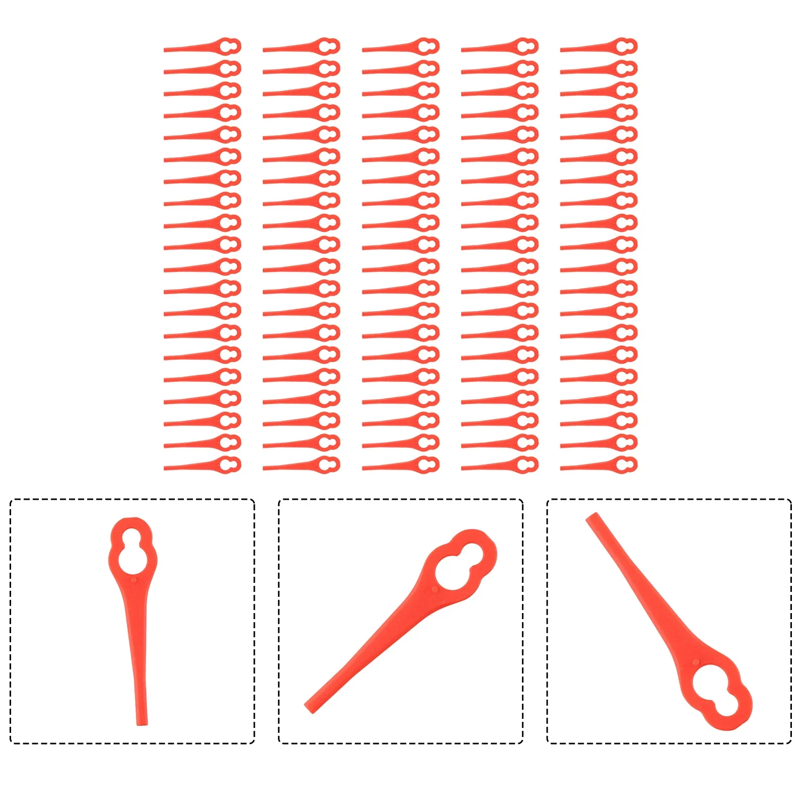 Imagem -03 - Lâminas de Cortador para Aldi Ferrex Distante 201 20v 40v Cortador de Grama sem Fio Lâminas de Plástico 9.5x2.8cm Acessórios para Cortadores de Grama 100 Peças