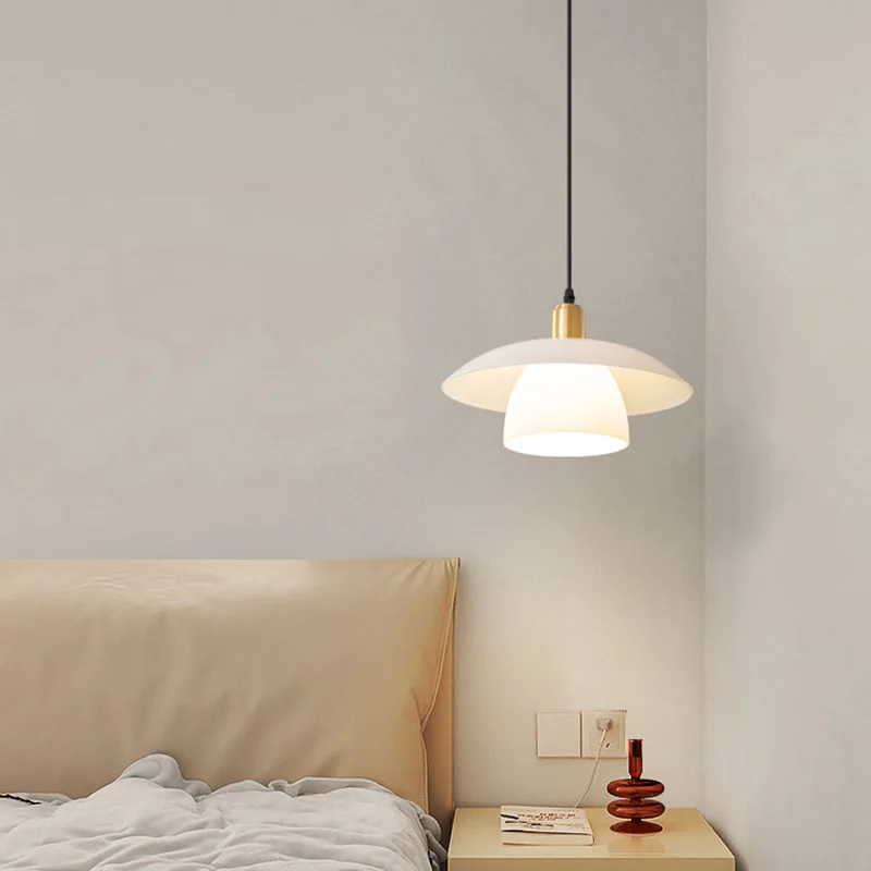 Postmodern Bedroom Bedside Copper Small Chandelier Nordic  Restaurant Three-Head Bar Personality Aisle Light Hanging Lamps