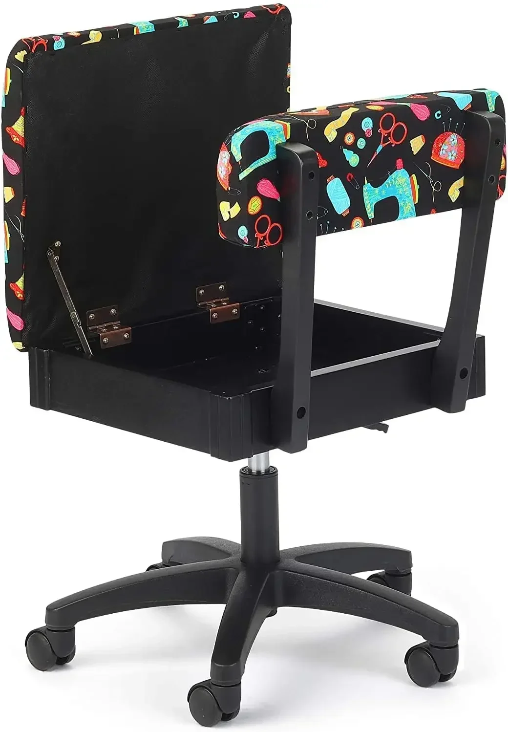 Дом.Дом. Гидравлическое кресло для шитья и рукоделия с регулируемой высотой, местом для хранения под сиденьем и тканью с принтом, принтом для шитья