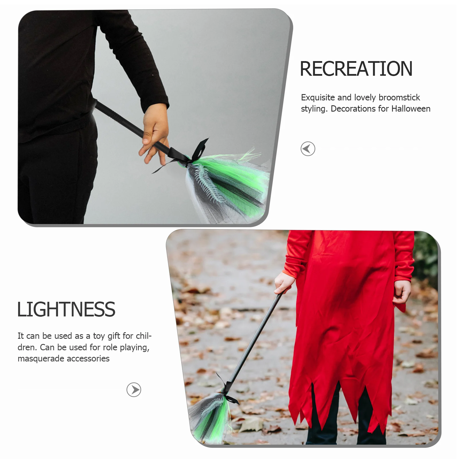 

Party Halloween Witch Broom Light Plastic Gauze Decorative Broom Ornament Masquerade Performance Prop Creative Halloween Besom