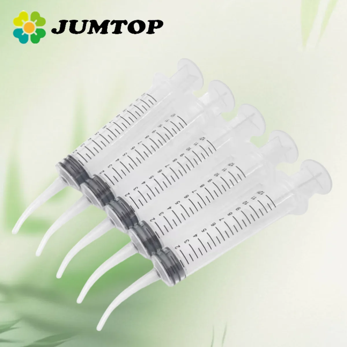 JUMTOP 5Pcs Disposable Dental Irrigation Syringe with Curved Tip Clear 12 ml Injector Teeth Whitening Hygiene Tool