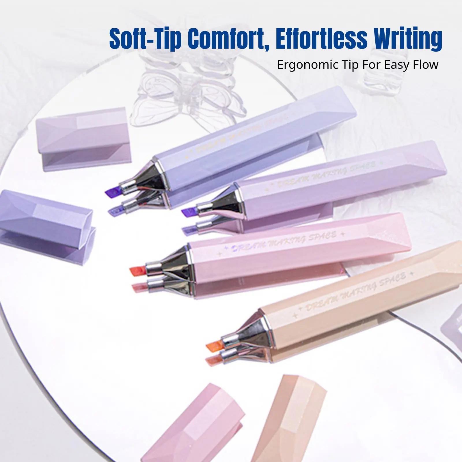 Sparkle Highlighter Pen, Soft Tip, Eye Protection, Vibrant Colors, Student Notebook, Greeting Card, Drawing Marker