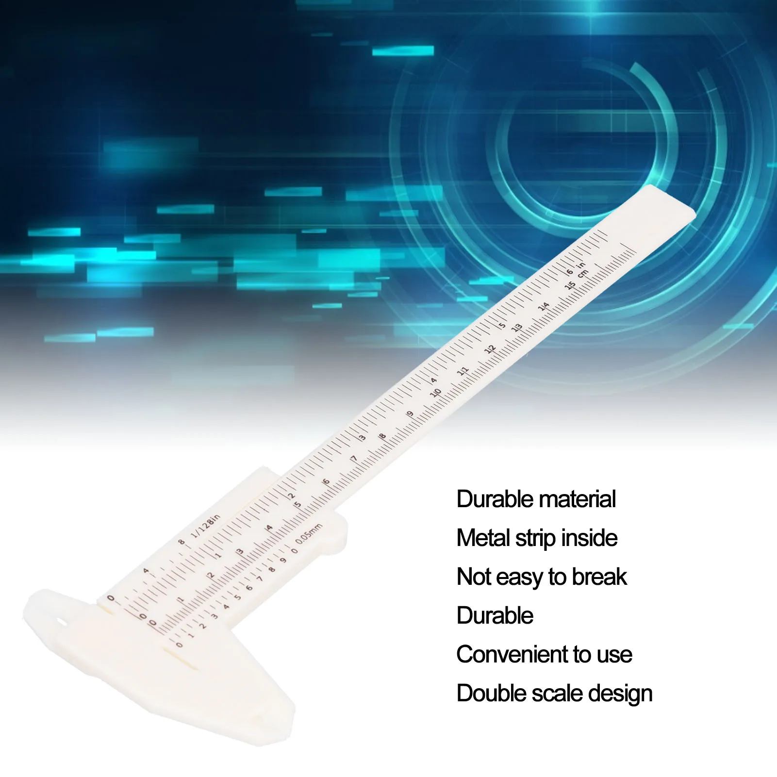20Pcs 150mm Plastic Vernier Caliper Double Scale White Mini Measuring Tool for Student School Lab Science Classroom Learning