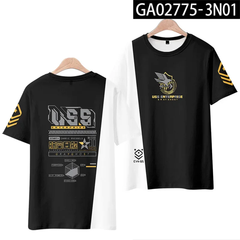 Game Azur Lane 3D T Shirt Women Men Boys Girls Harajuku Short Sleeve Funny Tshirt Graphic Tees Anime Clothes Cosplay Costume