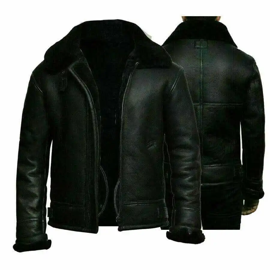Mens Lapel PU Leather Jacket Large Size Jacket Male Thicken Fleece Pilot Pu Leather Coat Men Autumn Winter Leather Bomber Jacket