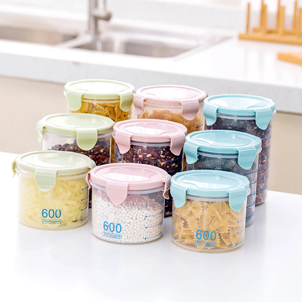 

800Ml Food Storage Containers Airtight Leakproof Dry Food Container For Cereal Flour Rice Snacks Pink Square Plastic Bottle