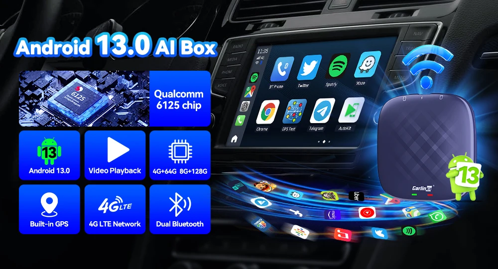 CarlinKit Baidu Carlife verkabelt auf CarPlay Android Auto Adapter 2-in-1 kabellose Autonavigationsbox WiFi Bluetooth Auto-Connect – Detail 1