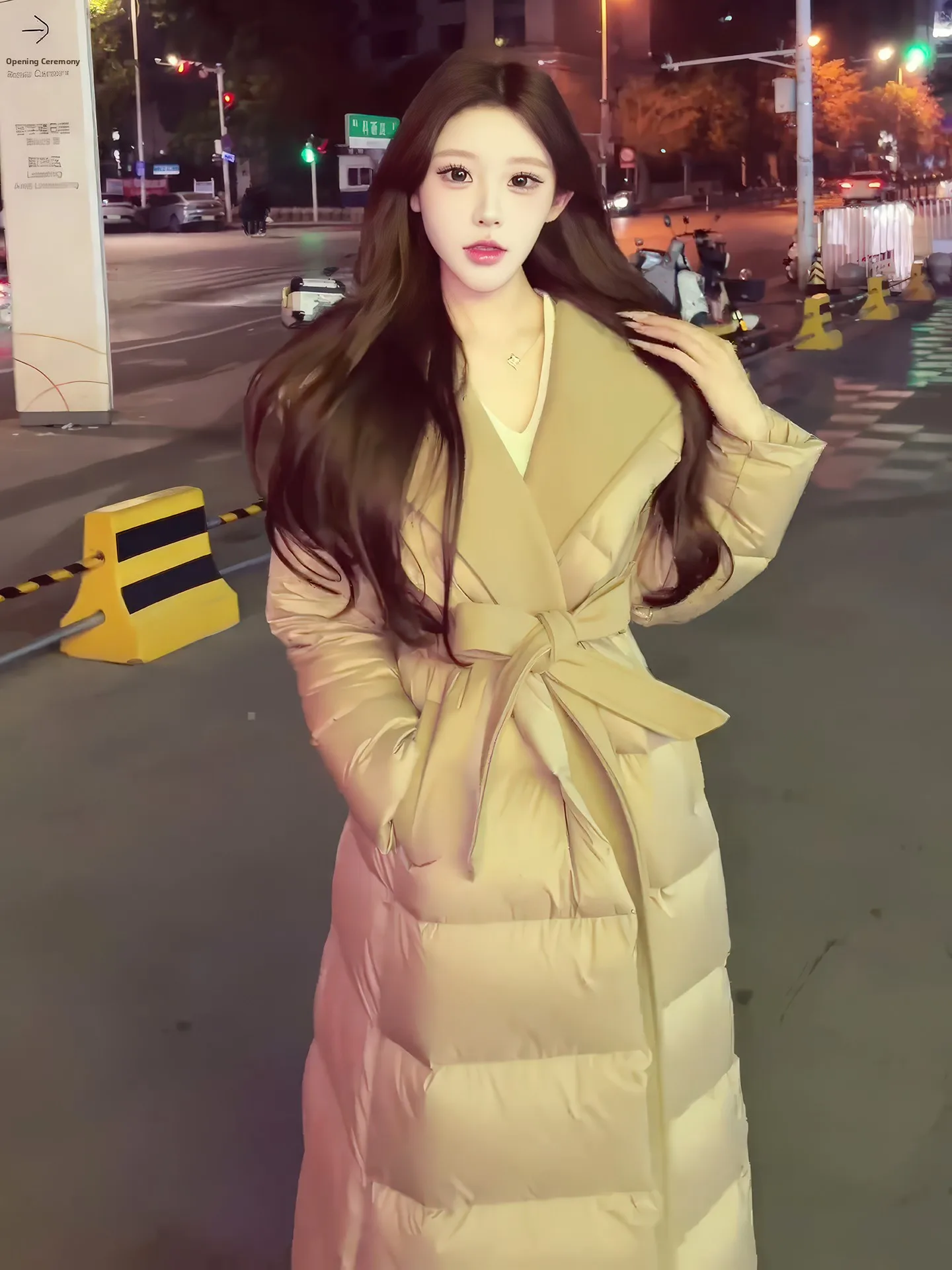 Ele Long mujer abajo Jaet cinturón cintura cuello atado prendas de vestir exteriores cálidas invierno 2025 nuevo Sle francés Sle Thiened Du abajo