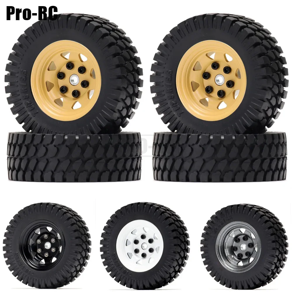 1.55 Inch Beadlock Metal Rim & 78mm Rubber Wheel Tire for 1/10 D90 TF2 Tamiya CC01 LC70 MST JIMNY  Axial AXI90069 RC Crawler Car