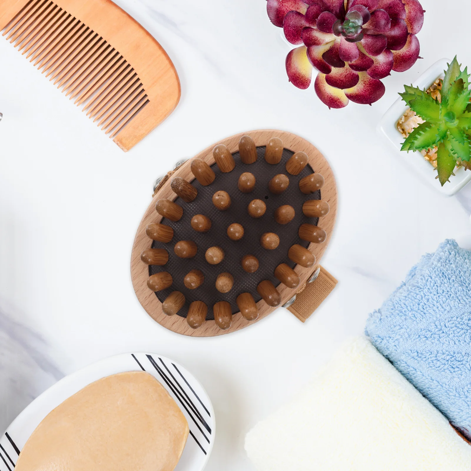مشط تدليك فروة الرأس الخشبي المريح، شعيرات ناعمة لتدليك الرأس الفعال، فرشاة شعر محمولة للجنسين للاستخدام اليومي #3