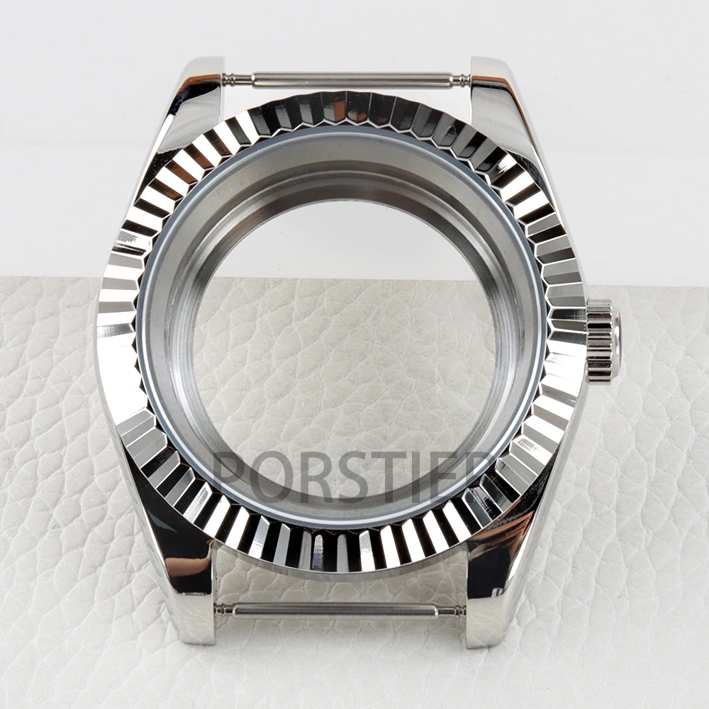 Silver 36/39mm Case Solid 316L Stainless Steel Sapphire Glass Watch Case Waterproof for Datejust NH35 NH36 Movement 28.5mm Dial