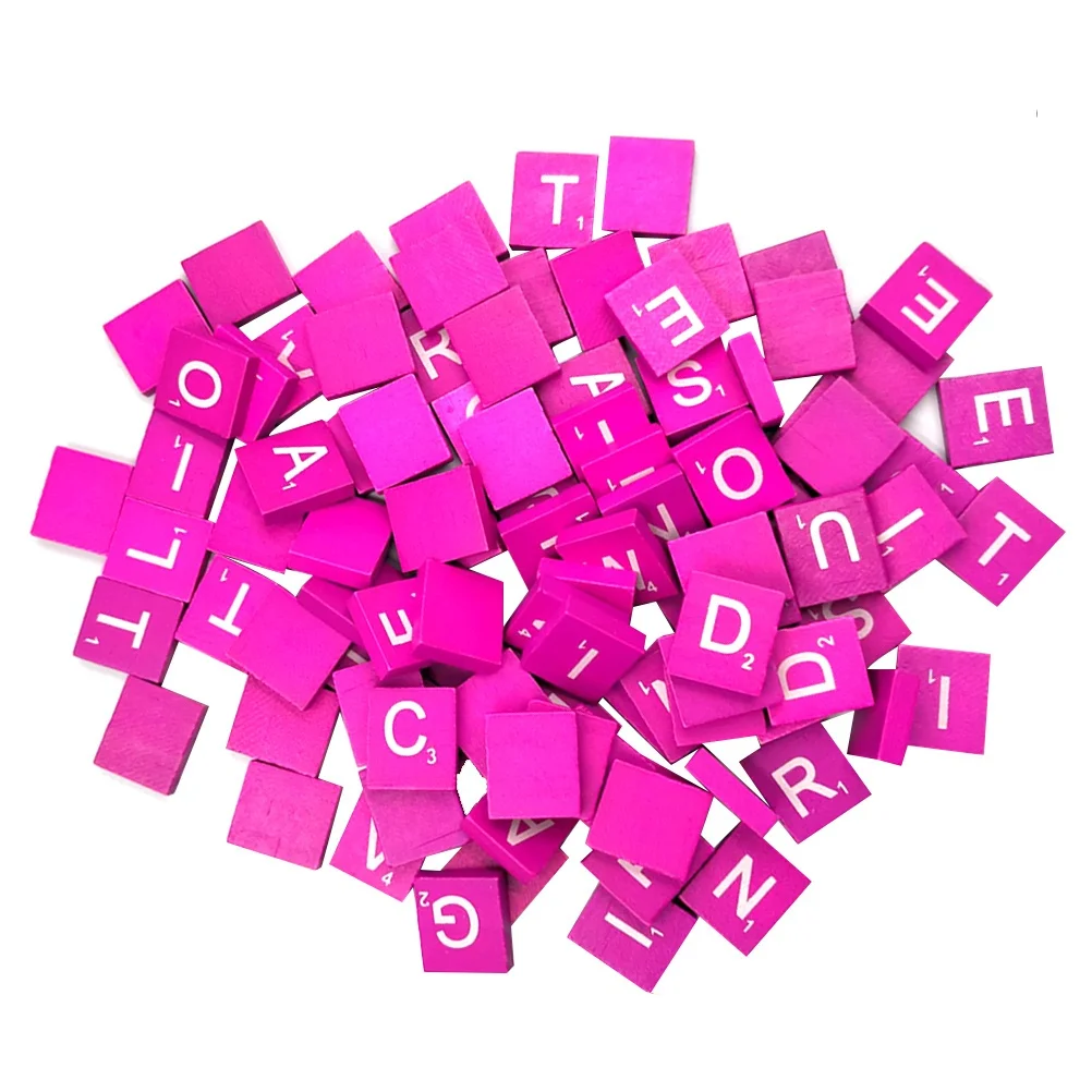 100pcs Alphabet Puzzle Wooden Cubes Natural Rosy Wood Diy Literacy Game Kids Learning Educational Craft Blocks Decor For