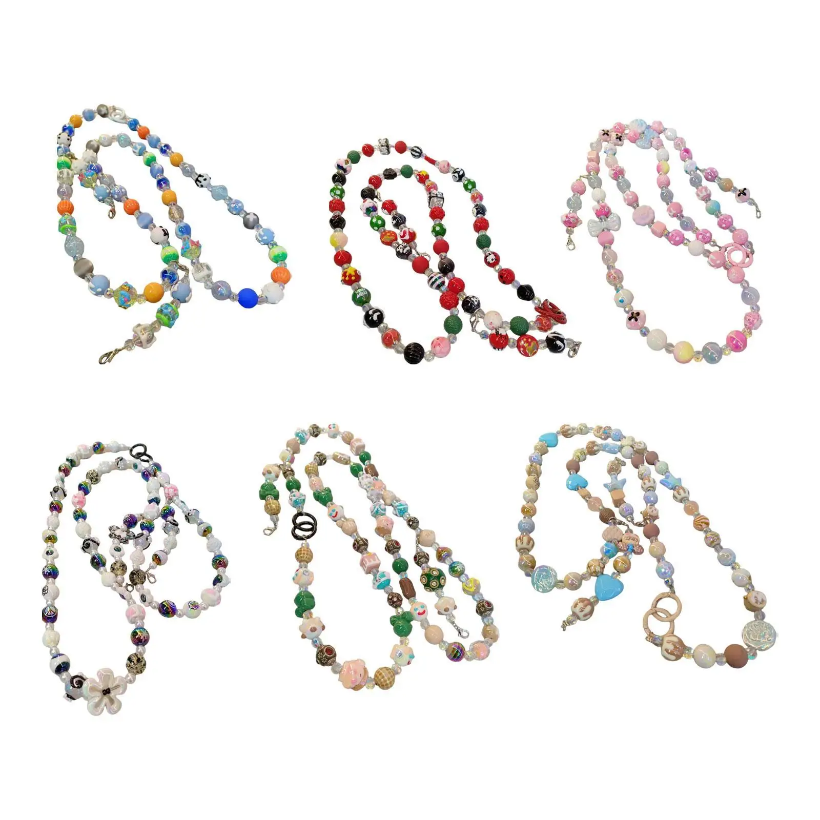 Beaded Phone Chain Fashion Bag Accessories Colored Beaded Keychain Phone Wrist Strap for Handbag Purse Women Gift Party Favor