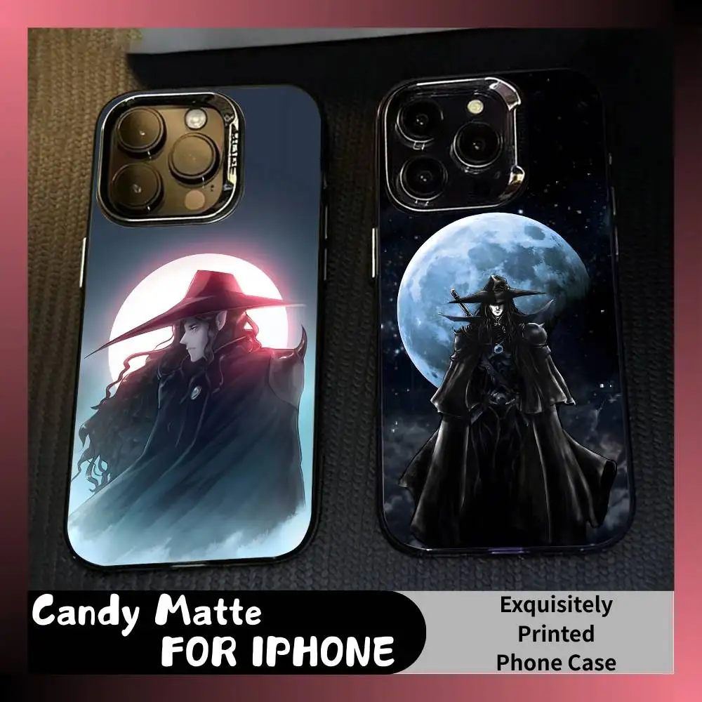 

B-Blood Vampire H-Hunter-D Phone Case For iPhone 16 17 15 14 12 13 Pro Max Black Candy Matte Shockproof Cover