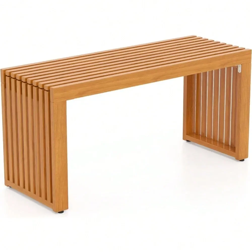 

Скамейка из акации, 36-дюймовая уличная деревянная скамейка AllSlat для 2 человек, грузоподъемность 800 фунтов, уличная мебель для отдыха без спинки для парка, G