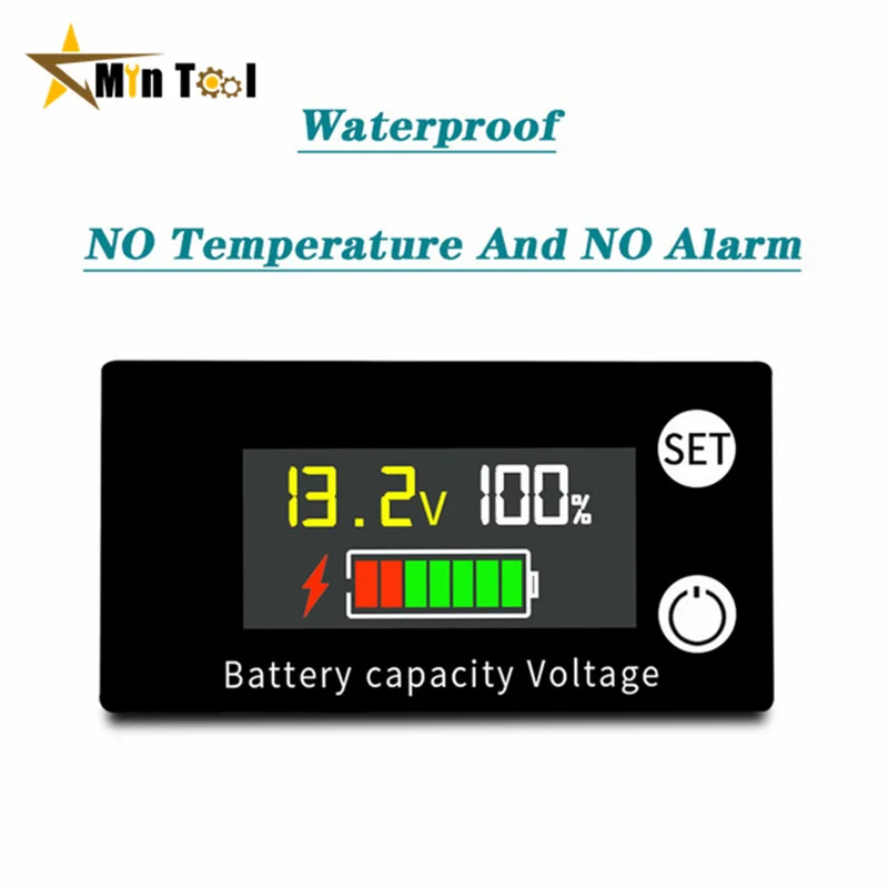 バッテリー電圧計,容量インジケーター,lifepo4リチウム,鉛蓄電池,12v,24v,48v,lcd 6133aバッテリー用,8v-100v