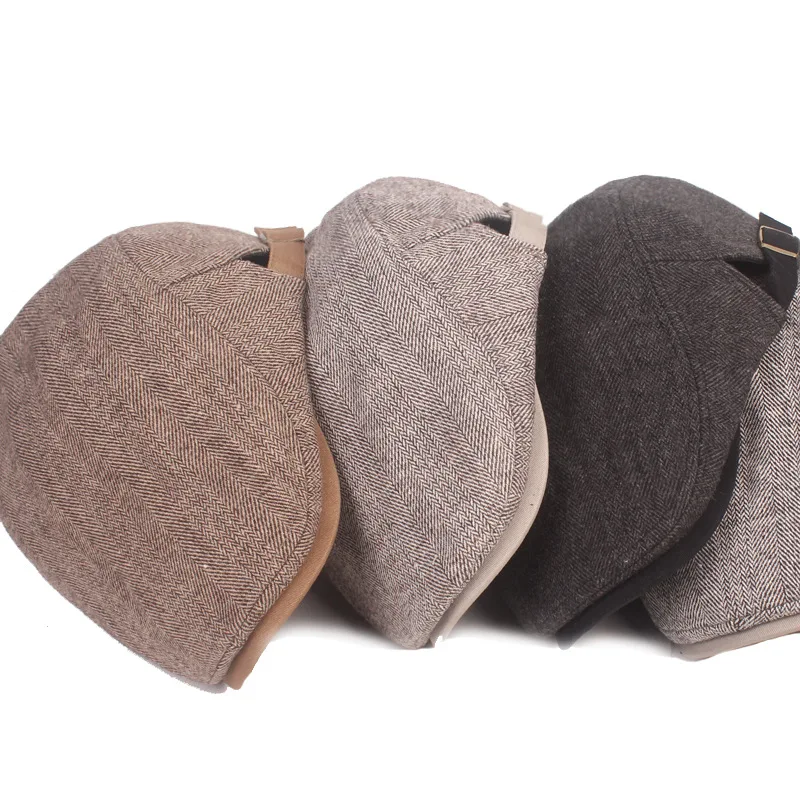New Winter Thick Warm Duck Tongue Hat Men'S Simple Beret Middle Aged Hat Outdoor Spring Autumn Berets Hast