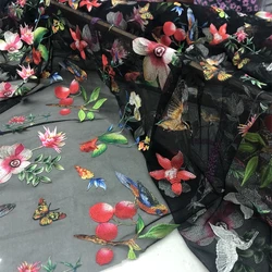 Mesh Embroidered Fabric Dress Fashion Creative Designer Thin Fabrics for Sewing Cloth Diy Sew Polyester Material