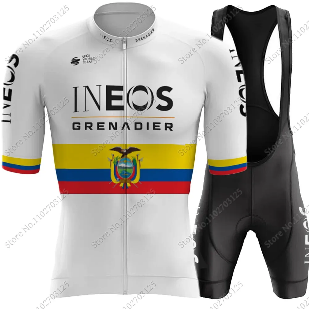 Ineos Grenadier Ecuador 2024 Cycling Jersey Set Short Sleeve Clothing Road Bike Shirts Suit Bicycle Bib Shorts MTB Maillot