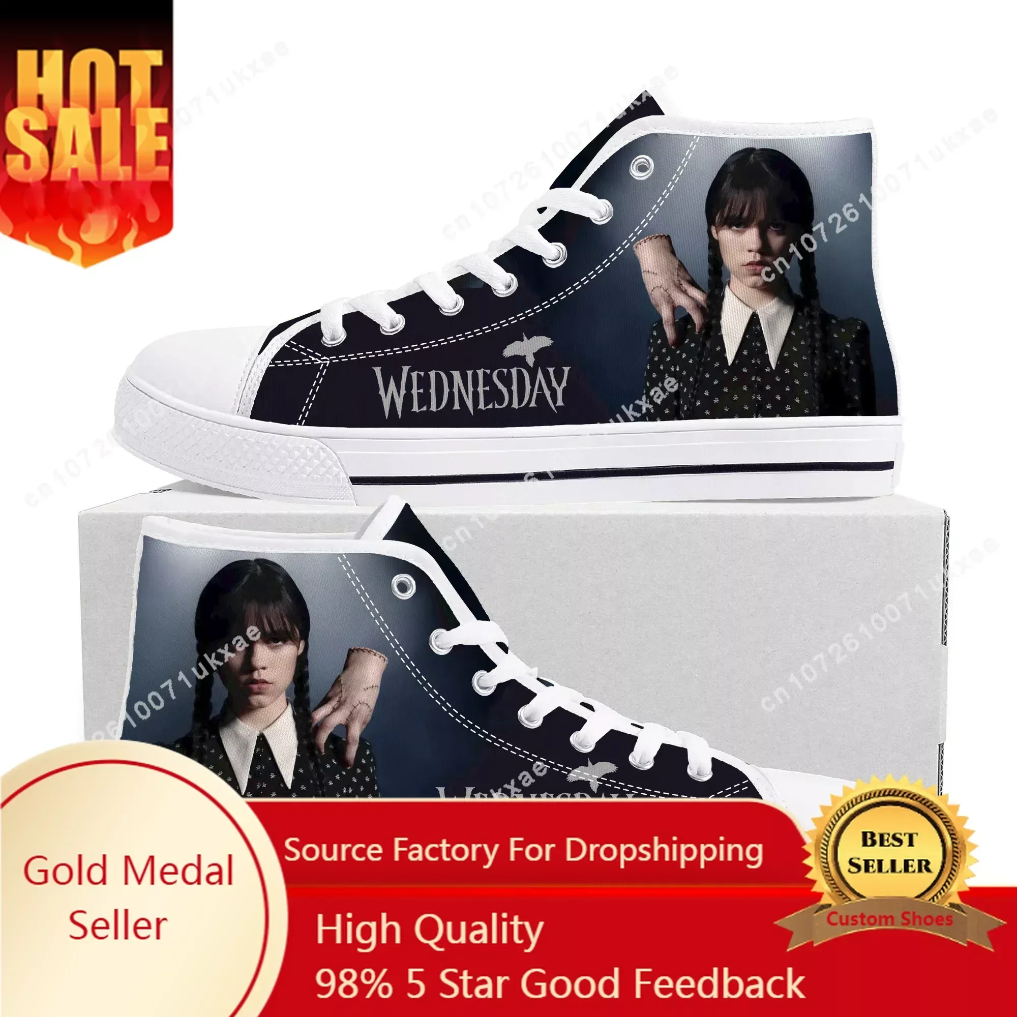 

W-Wednesdays A-Addams High Top High Quality Sneakers Mens Womens Teenager Canvas Sneaker Custom Made Shoes Customize DIY Shoe