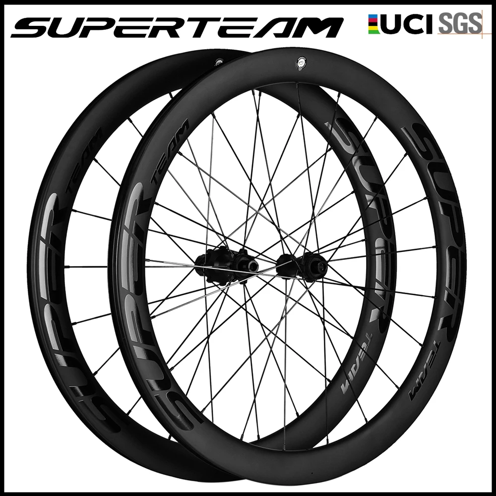 

SUPERTEAM Disc Brake 700C Carbon Wheels Center Lock/6 Bolt Road Bike Wheels UCI Quality Road Racing Wheelset